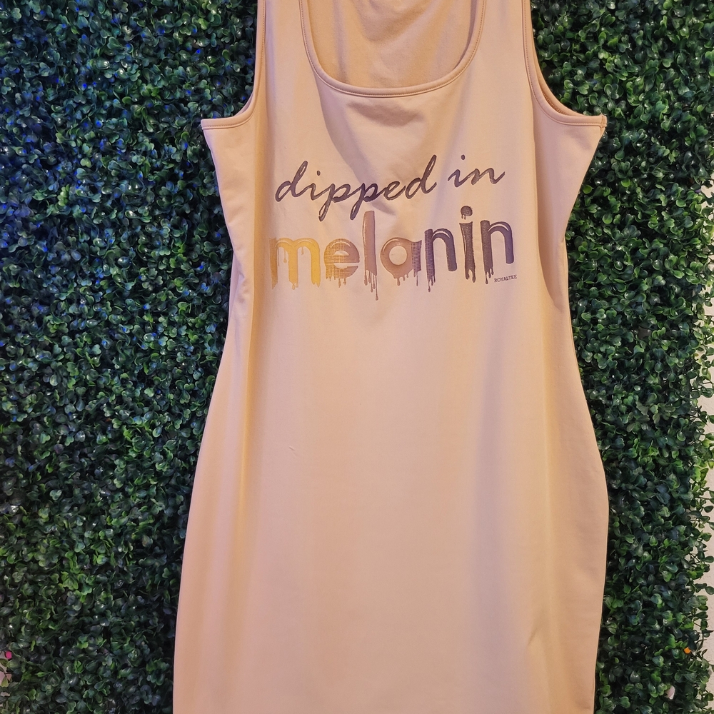 Peach Tank Body Con Dress with Graphic Print